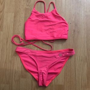 Neon pink Body Glove, Hugh neck bikini/ two piece
